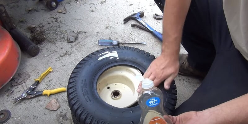 replacing tire on lawn tractor